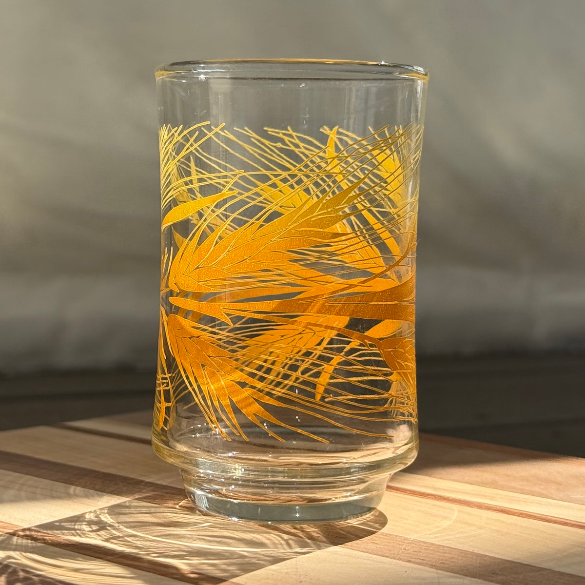 1970s Federal Glass Golden Wheat Tumbler Glass