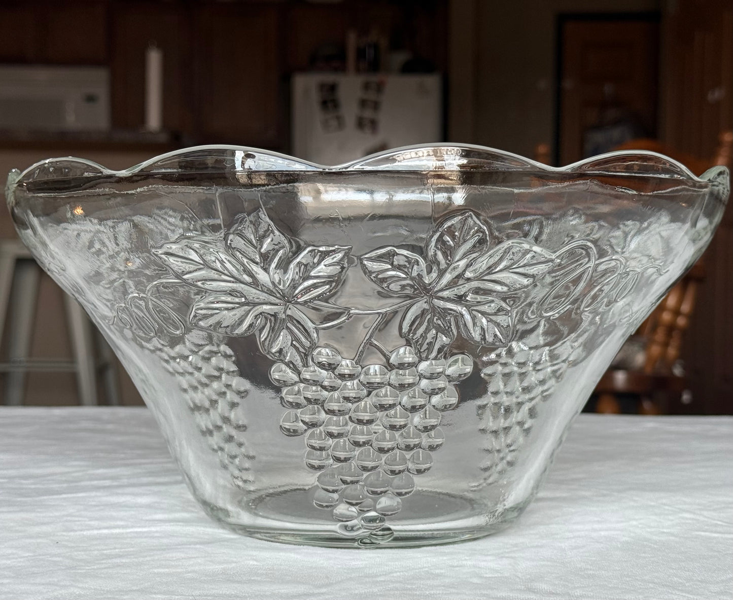 Vintage Indiana Glass "Harvest Grape" Punch Bowl with Original Ladle