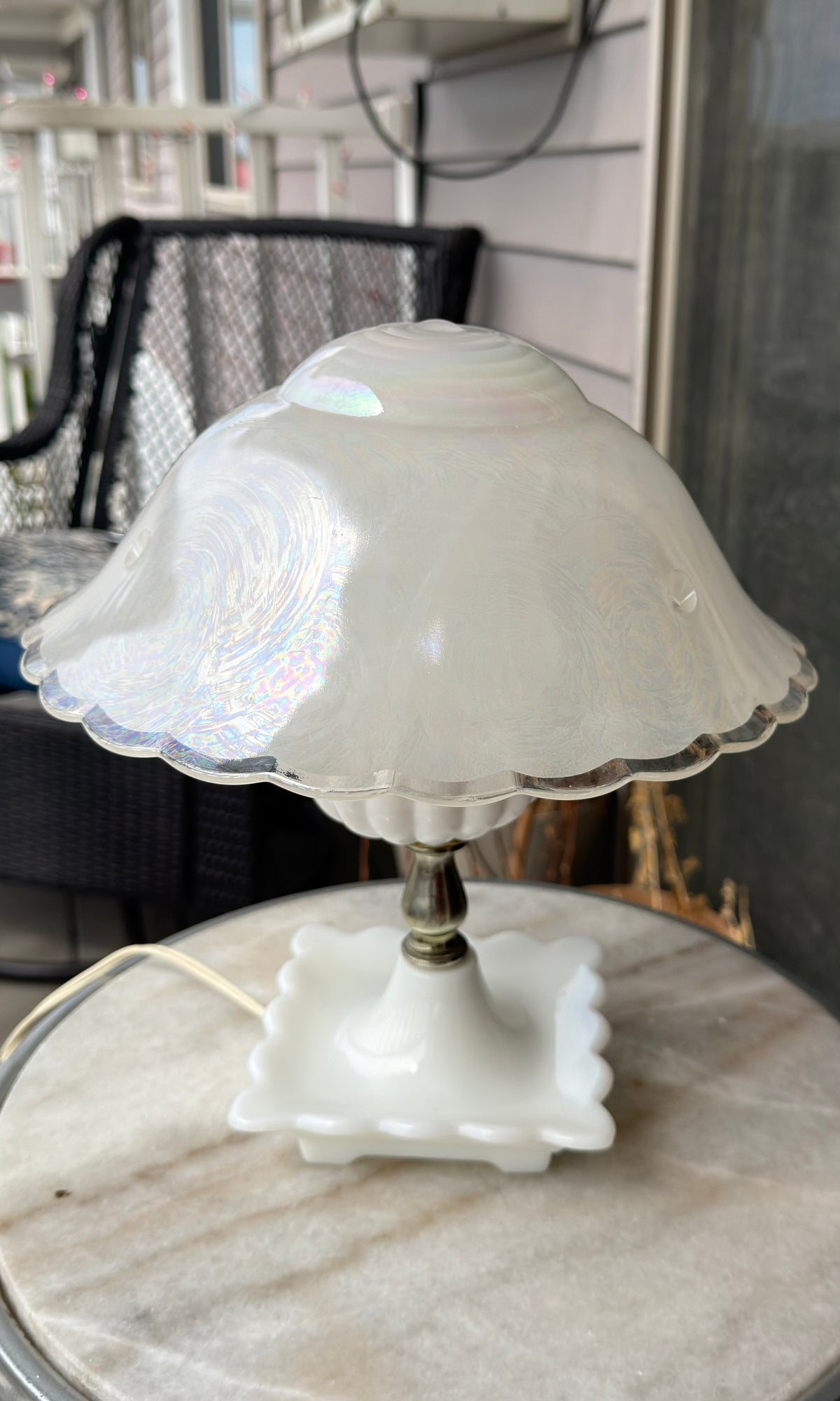 Vintage Pastel Glass Art Deco Scalloped Ceiling Fixture Shades