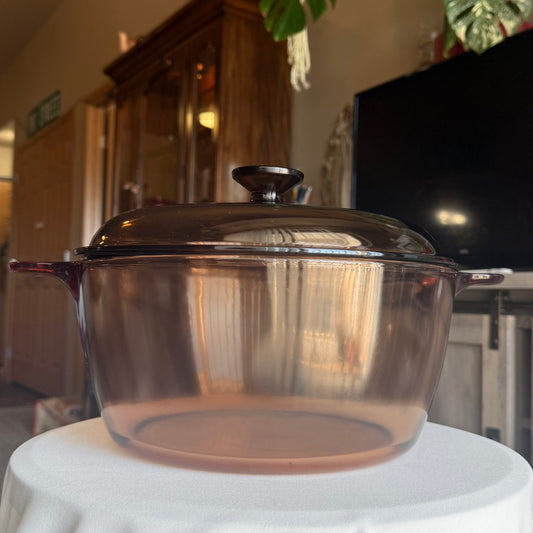 Vintage Corning Visions Amber 5 Qt Stock Pot w/Lid