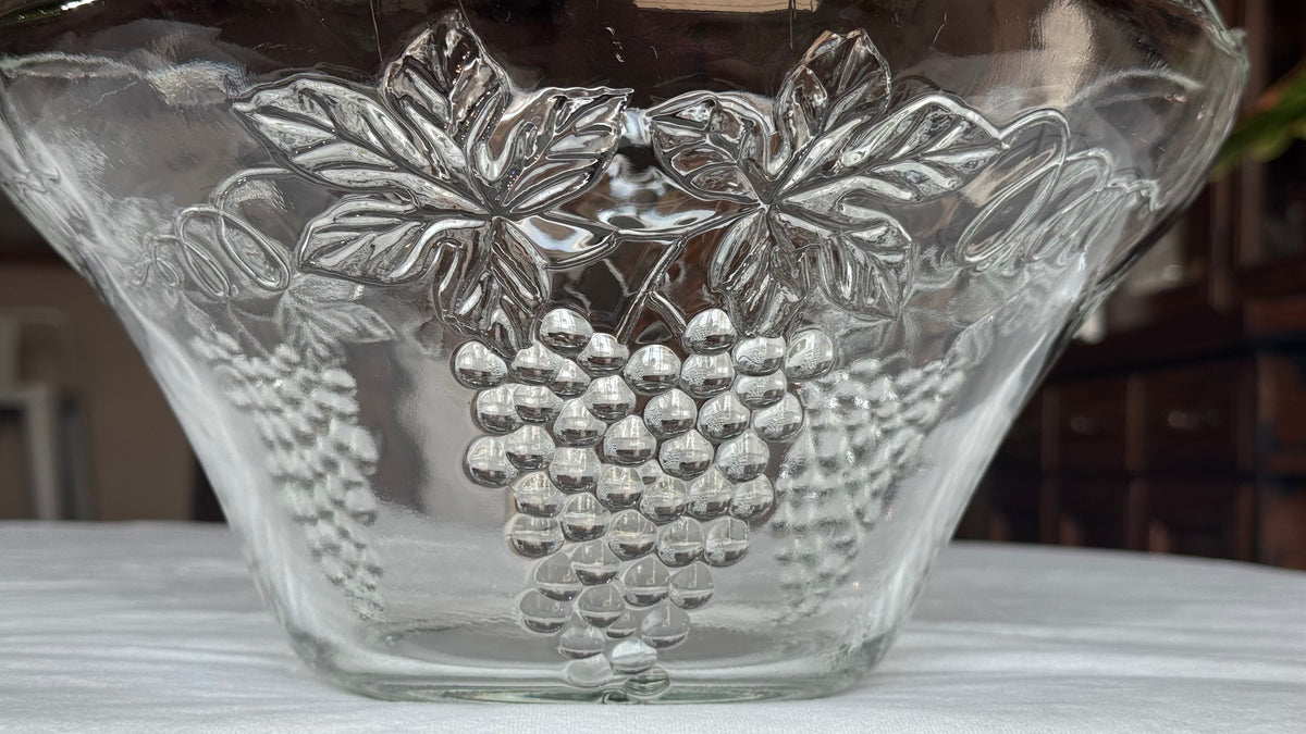 Vintage Indiana Glass "Harvest Grape" Punch Bowl with Original Ladle