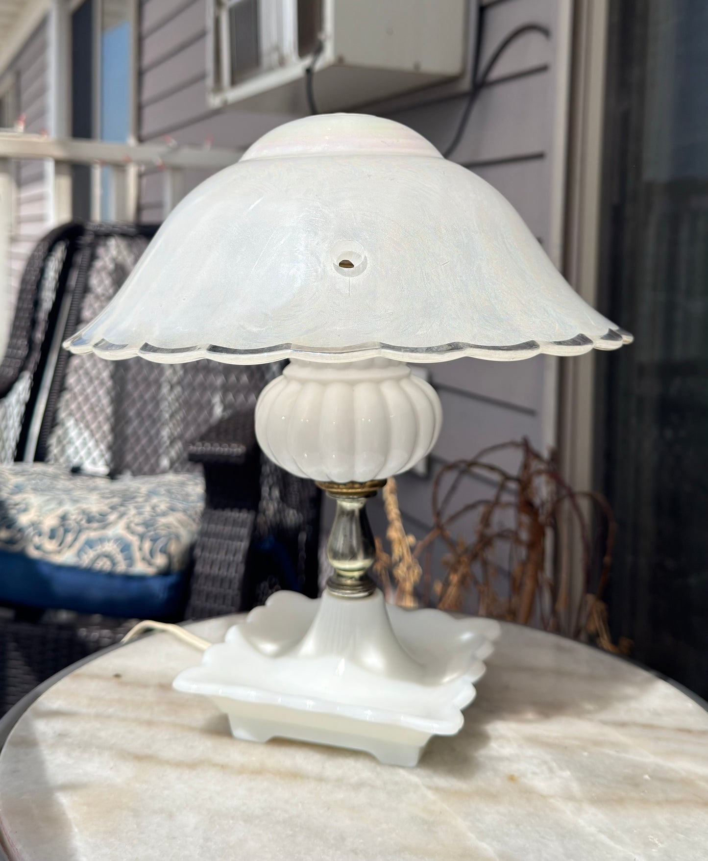 Vintage Pastel Glass Art Deco Scalloped Ceiling Fixture Shades