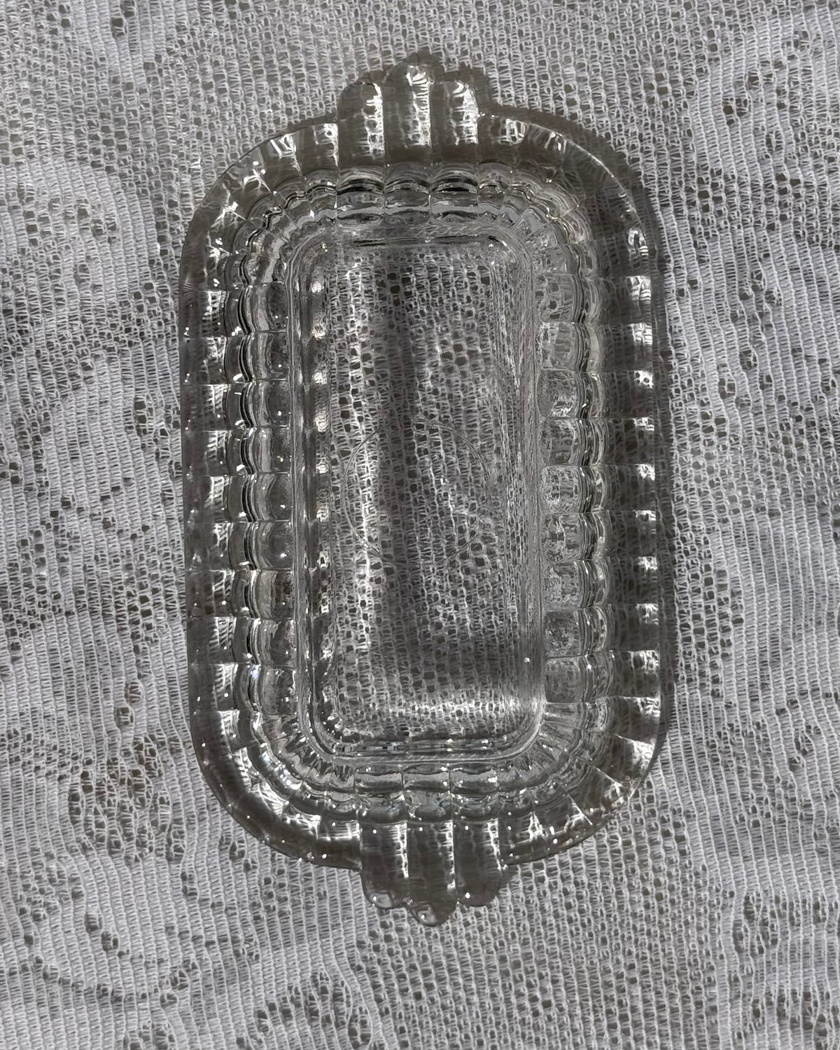 Vintage Hazel Atlas Ribbed Clear Glass Butter Dish