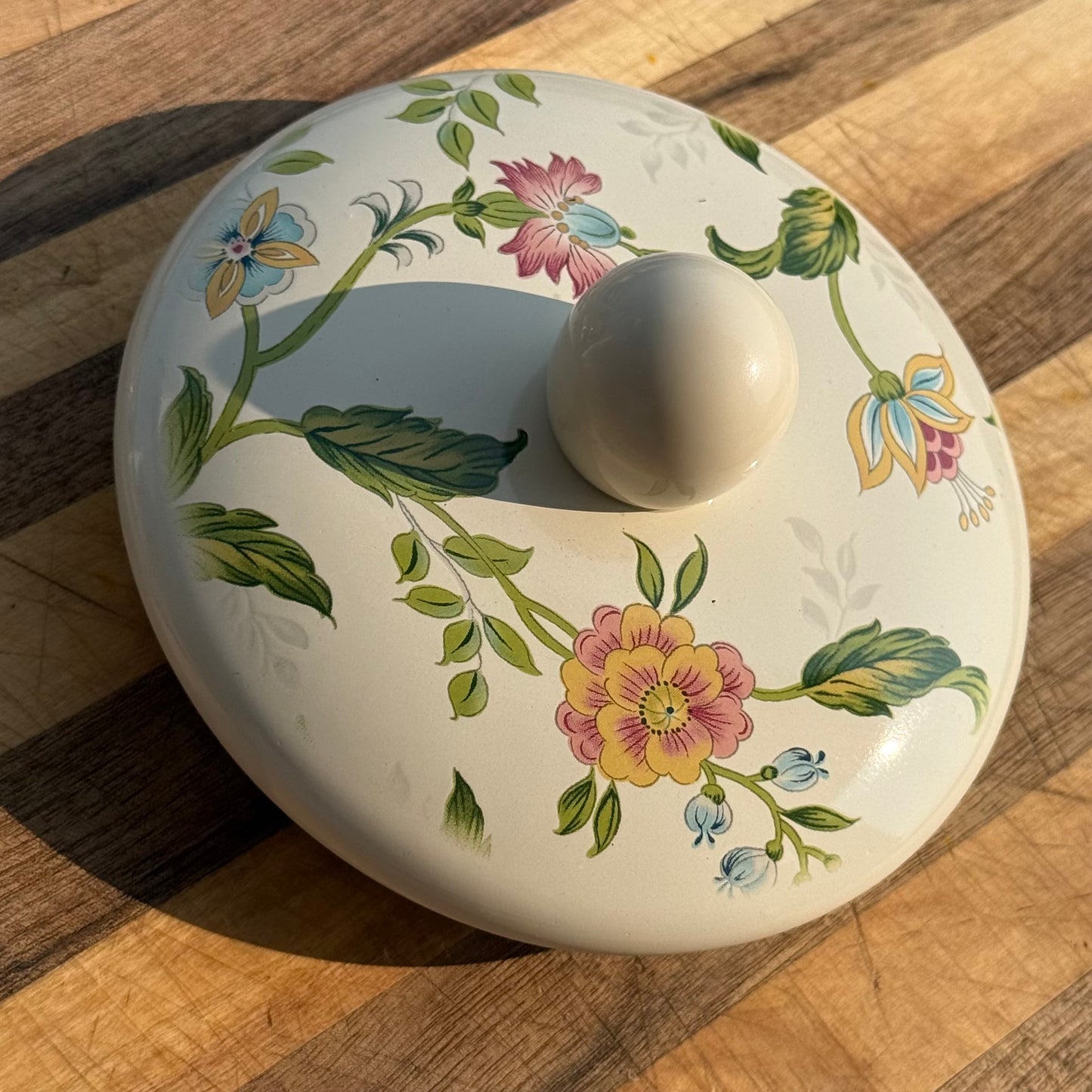 Vintage Floral Enamel Whistling Tea Kettle