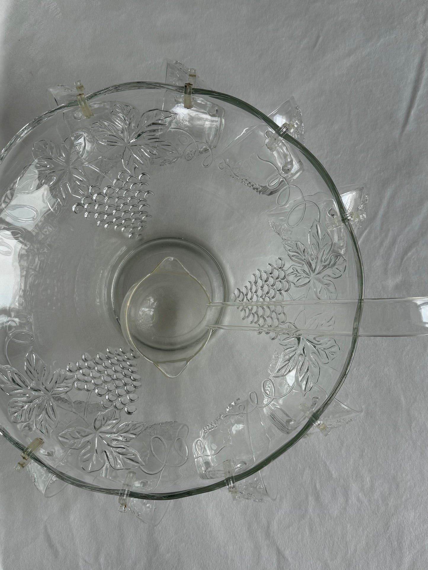 Vintage Indiana Glass "Harvest Grape" Punch Bowl with Original Ladle