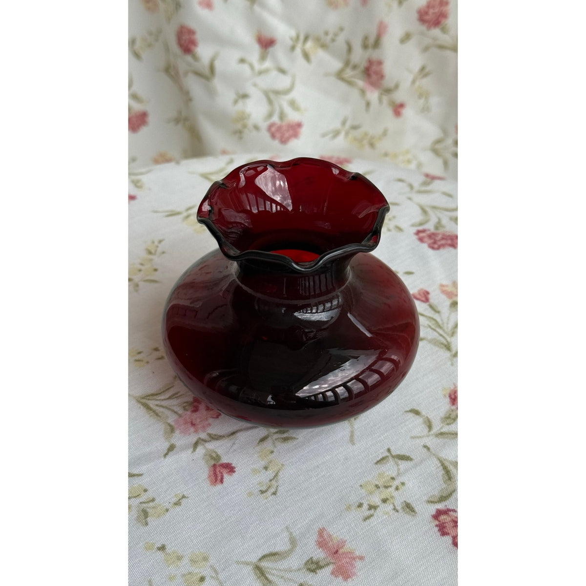 Fenton Ruby Red Squatty Rose Bowl