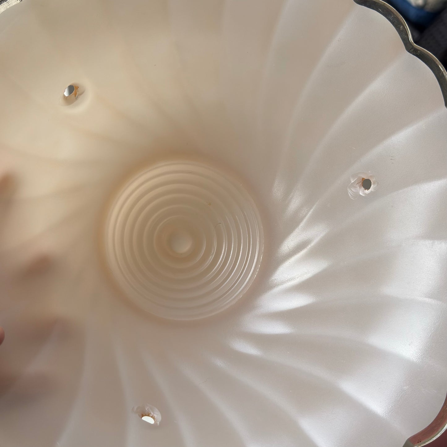 Vintage Pastel Glass Art Deco Scalloped Ceiling Fixture Shades