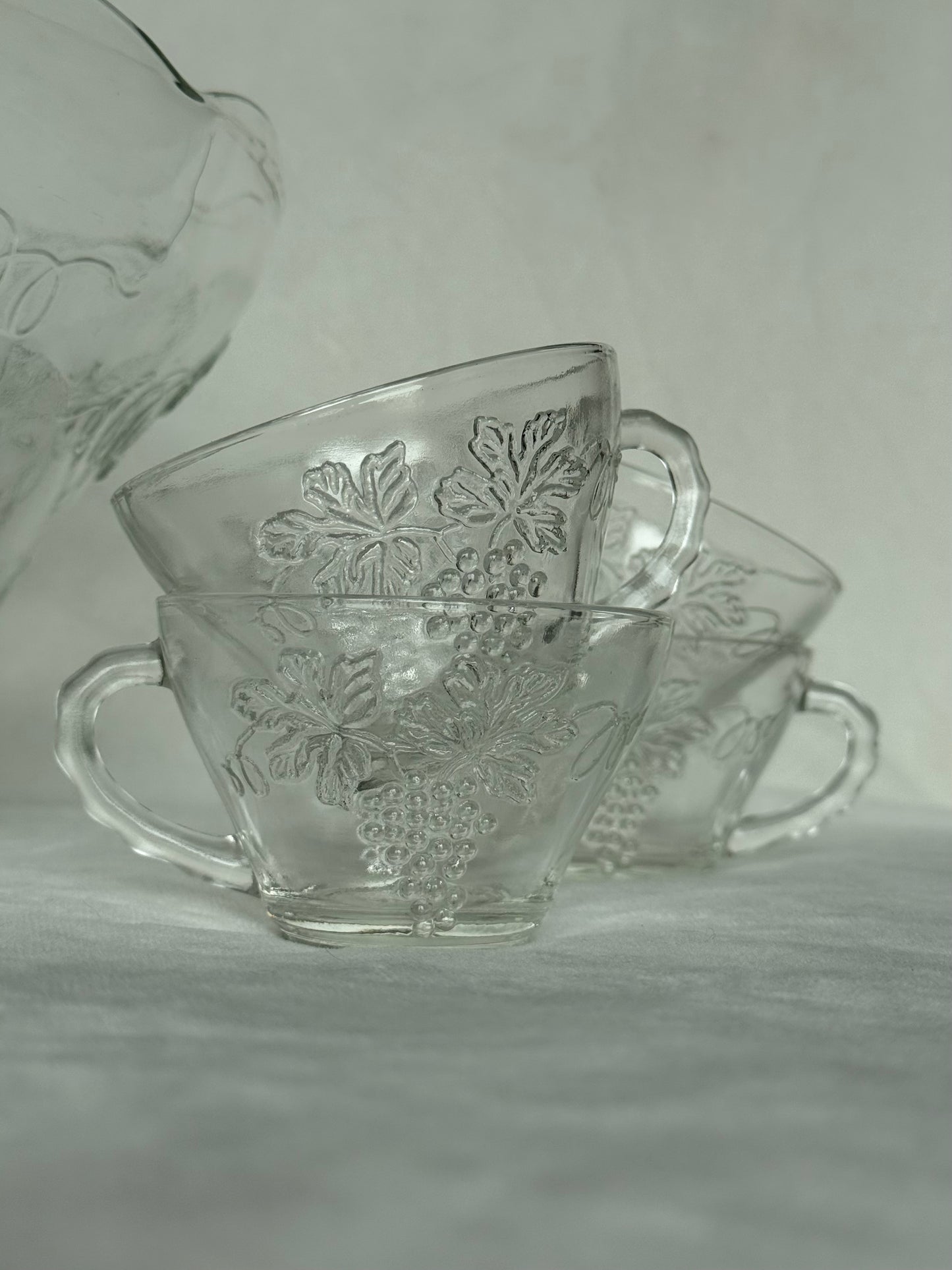 Vintage Indiana Glass "Harvest Grape" Punch Bowl with Original Ladle