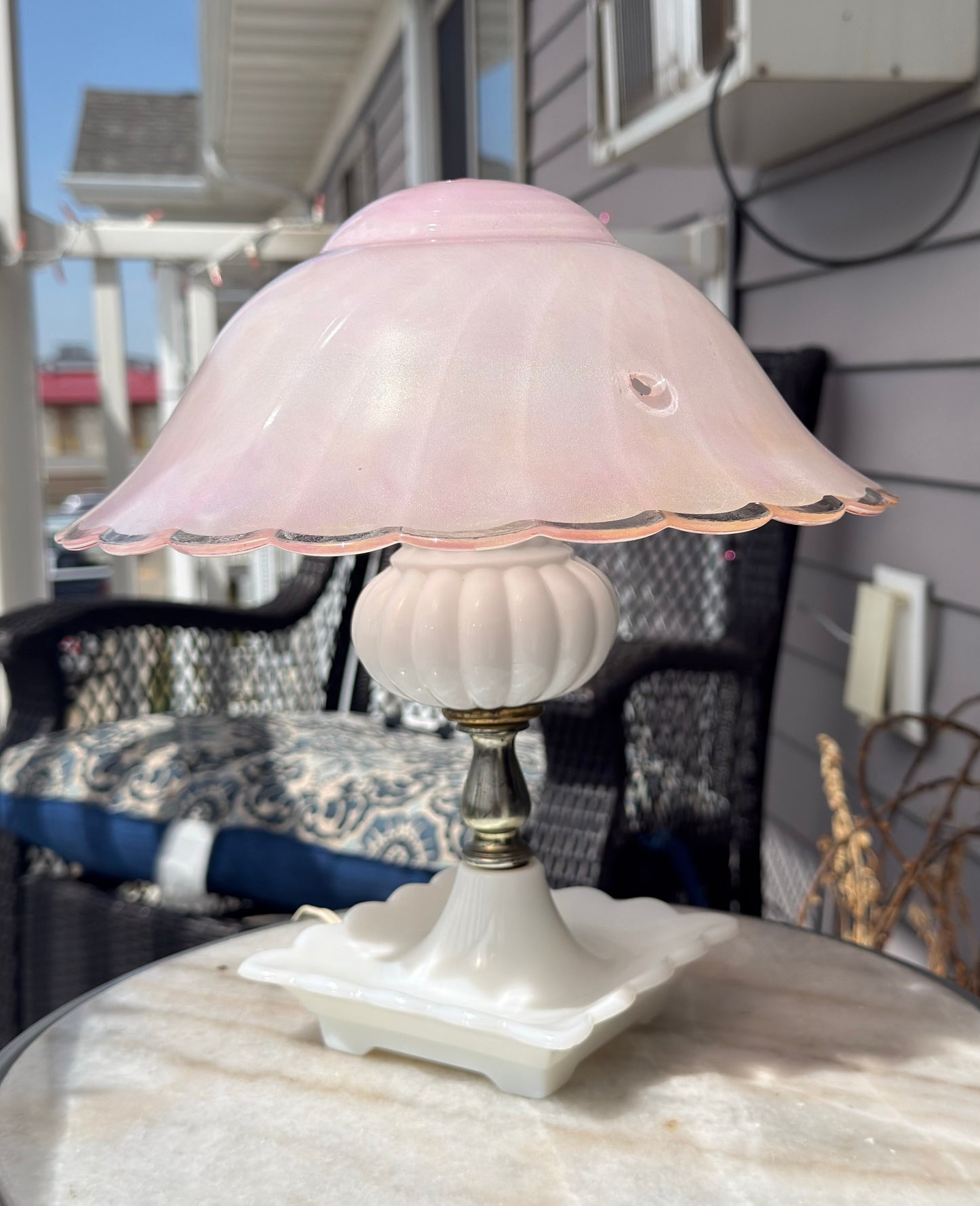 Vintage Pastel Glass Art Deco Scalloped Ceiling Fixture Shades