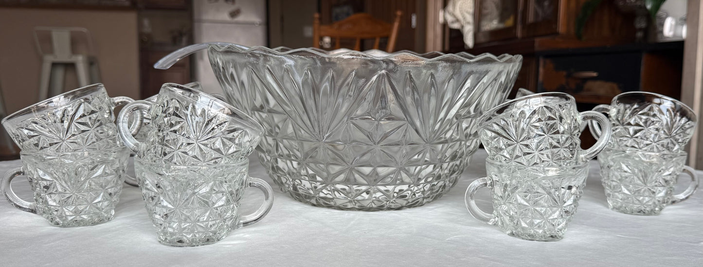 Federal Glass Yorktown Punch Bowl Set