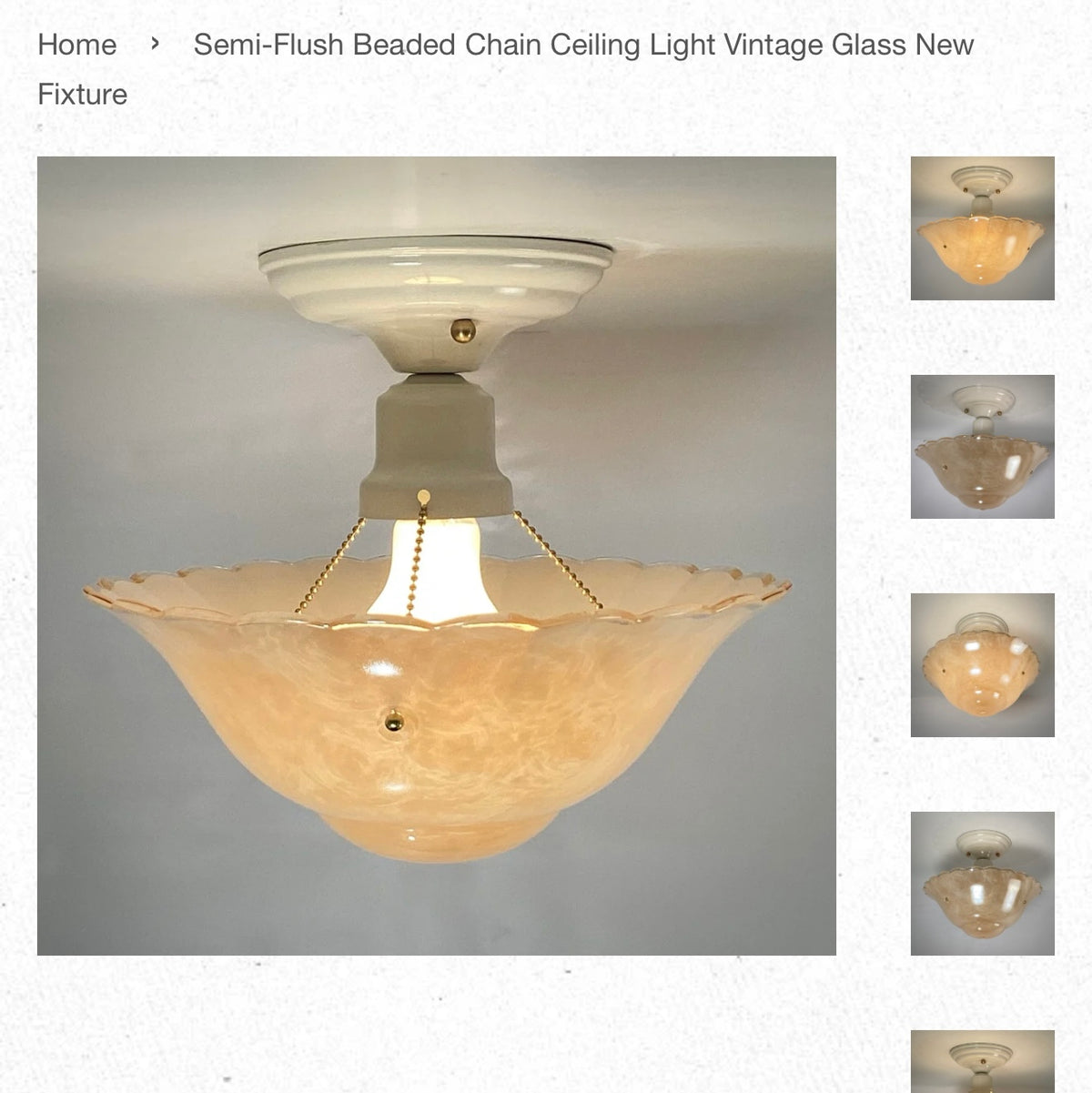Vintage Pastel Glass Art Deco Scalloped Ceiling Fixture Shades