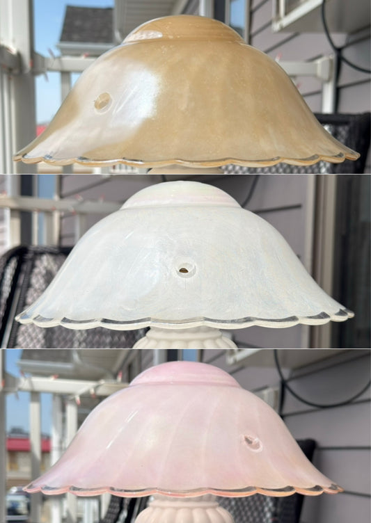 Vintage Pastel Glass Art Deco Scalloped Ceiling Fixture Shades
