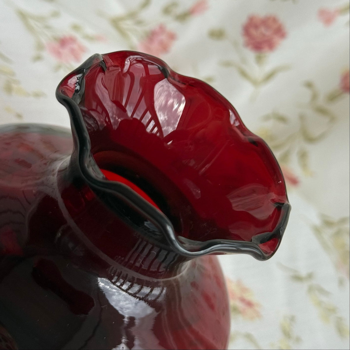 Fenton Ruby Red Squatty Rose Bowl